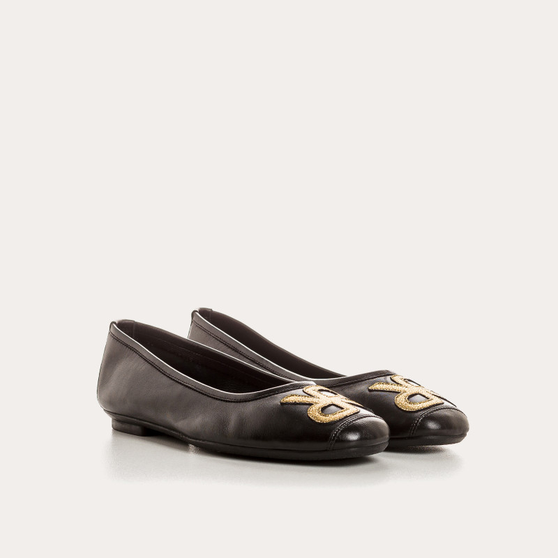 Golden Leather Hopa Ballerinas | Reqins