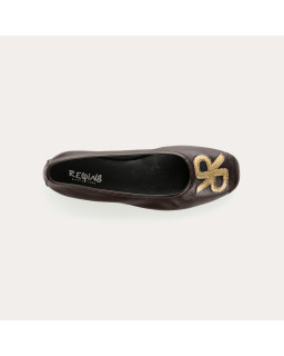 Golden Leather Hopa Ballerinas | Reqins