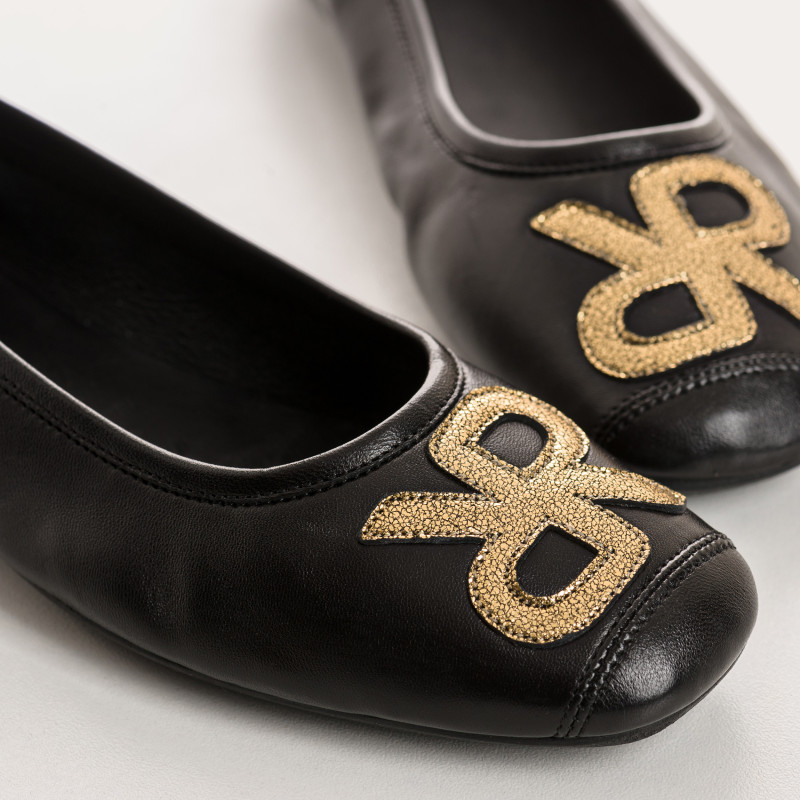 Golden Leather Hopa Ballerinas | Reqins