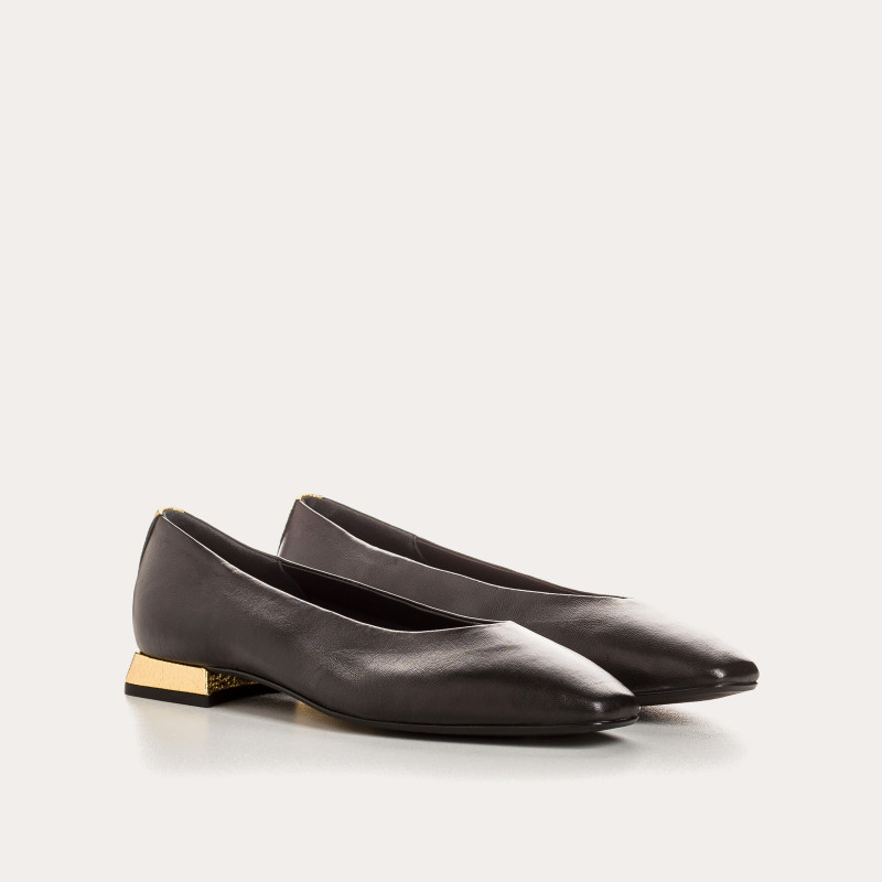 Ballerinas Thea black leather cracked | Reqins