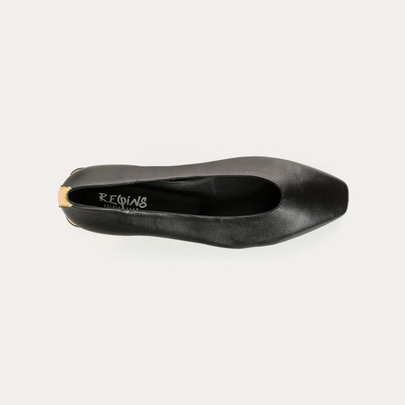 Ballerinas Thea black leather cracked | Reqins