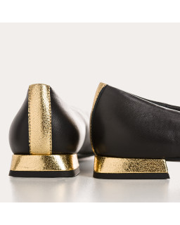 Ballerinas Thea black leather cracked | Reqins