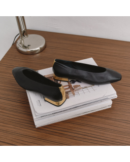 Ballerinas Thea black leather cracked | Reqins