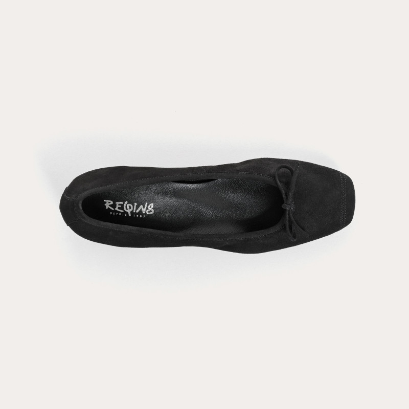 Velvet leather heeled ballerinas with knot