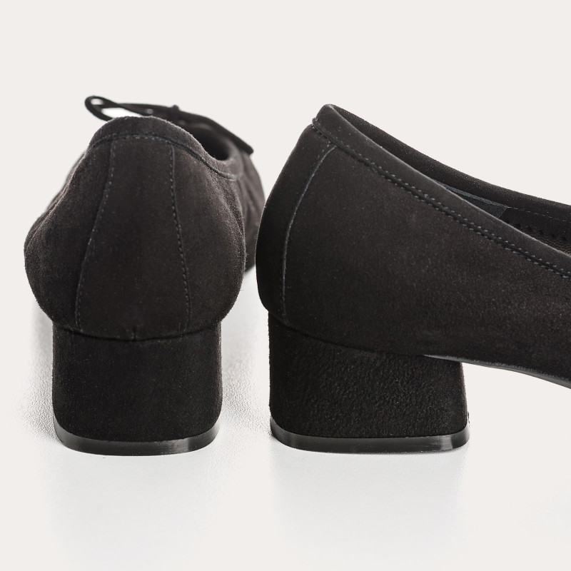 Velvet leather heeled ballerinas with knot