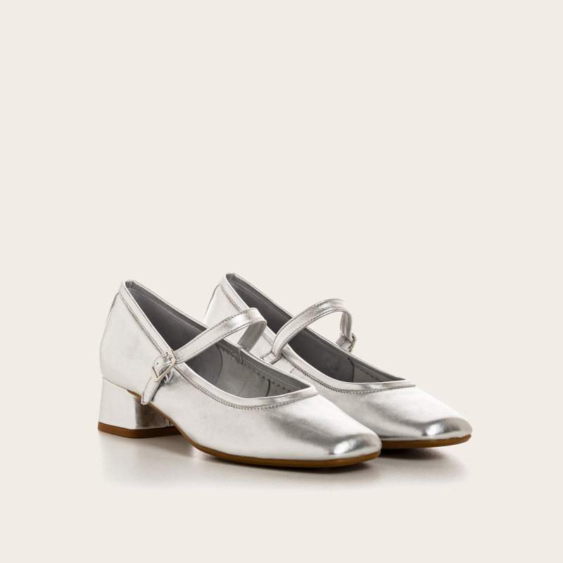 Kelly Metallic Heeled Mary Janes - Elegance & Comfort | Reqins