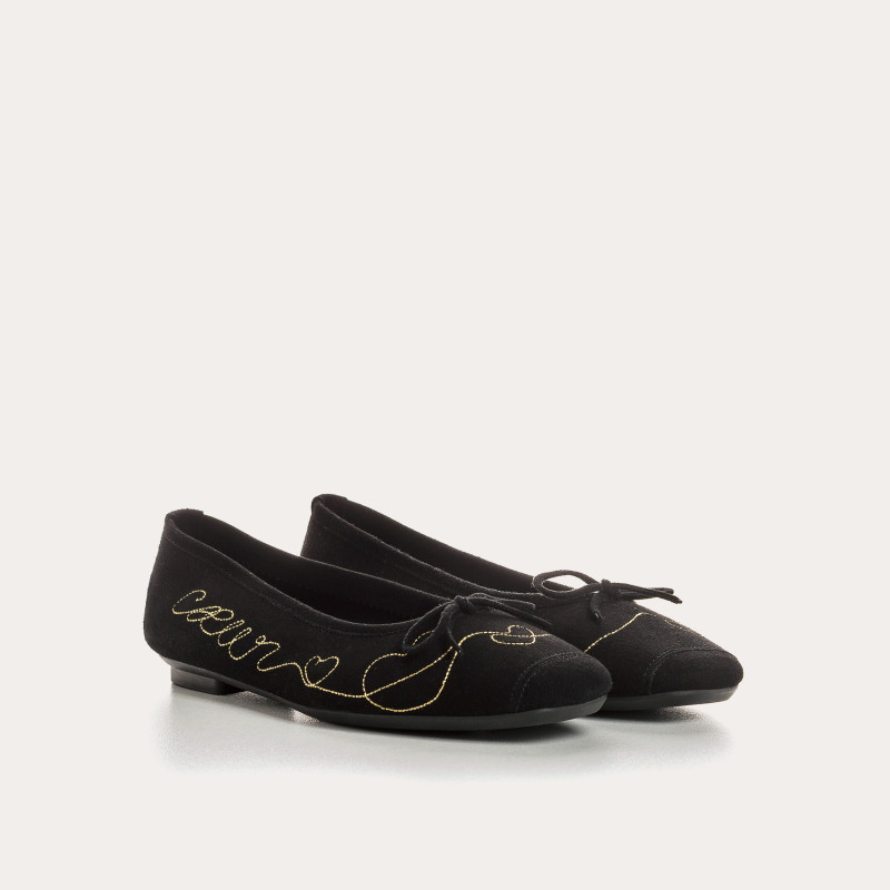 Ballerinas Heather with black velvet goat | Reqins