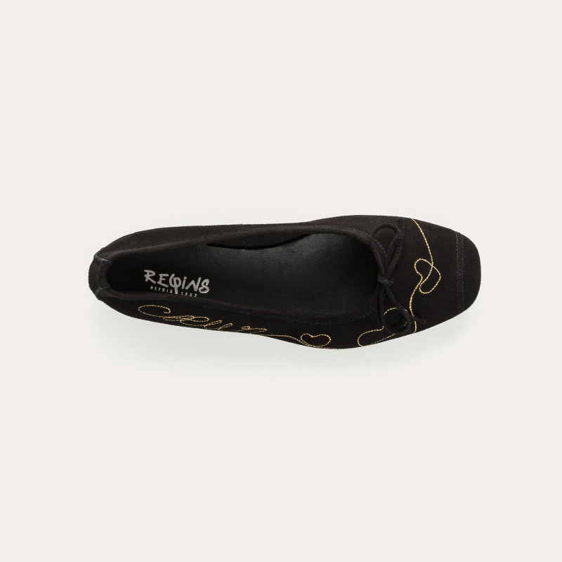 Ballerinas Heather with black velvet goat | Reqins