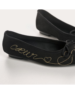 Ballerinas Heather with black velvet goat | Reqins