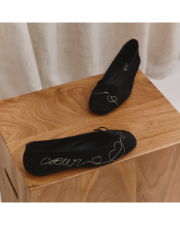 Ballerinas Heather with black velvet goat | Reqins