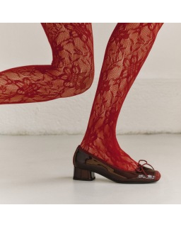 Ballerinas with polished leather with velvet reinforcement and node