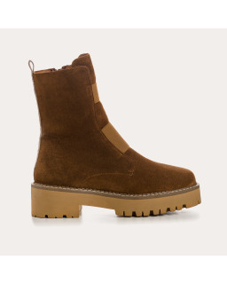 Boots Chelsea flat velvet leather with elastic