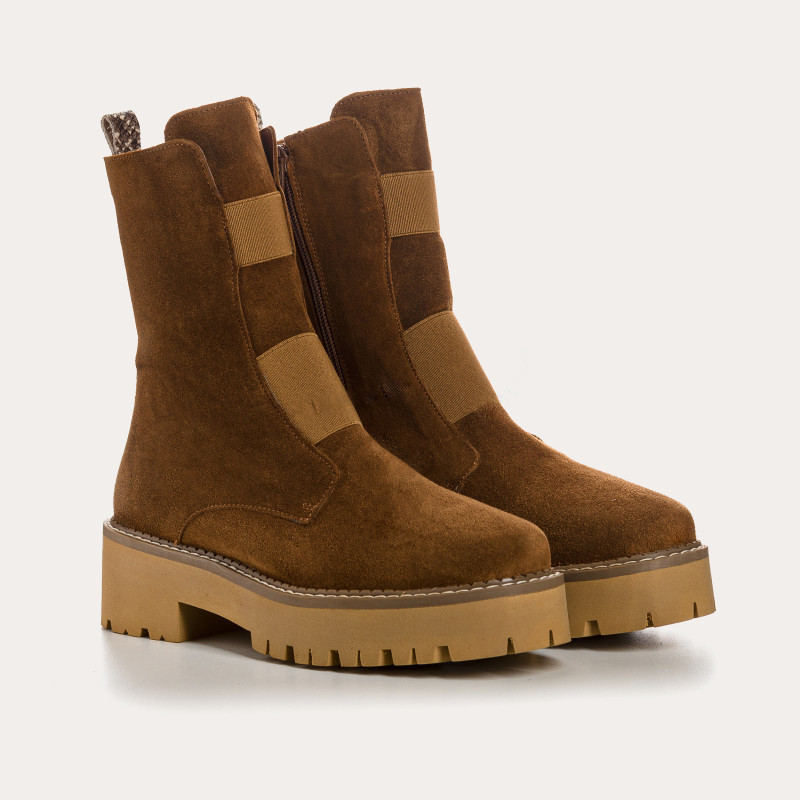 Boots Chelsea flat velvet leather with elastic