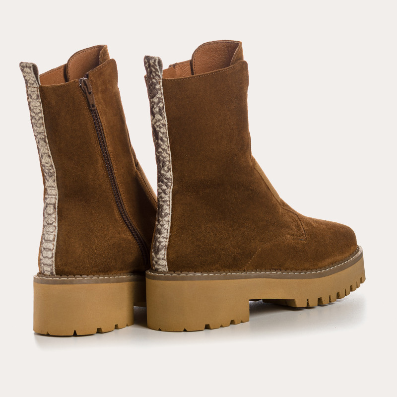 Boots Chelsea flat velvet leather with elastic