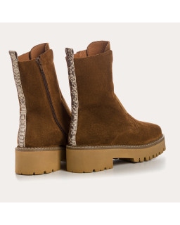 Boots Chelsea flat velvet leather with elastic