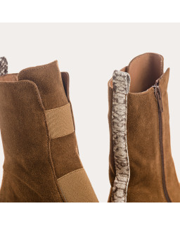 Boots Chelsea flat velvet leather with elastic