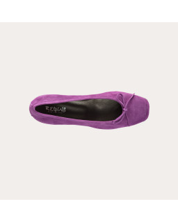 Velvet leather heeled ballerinas with knot