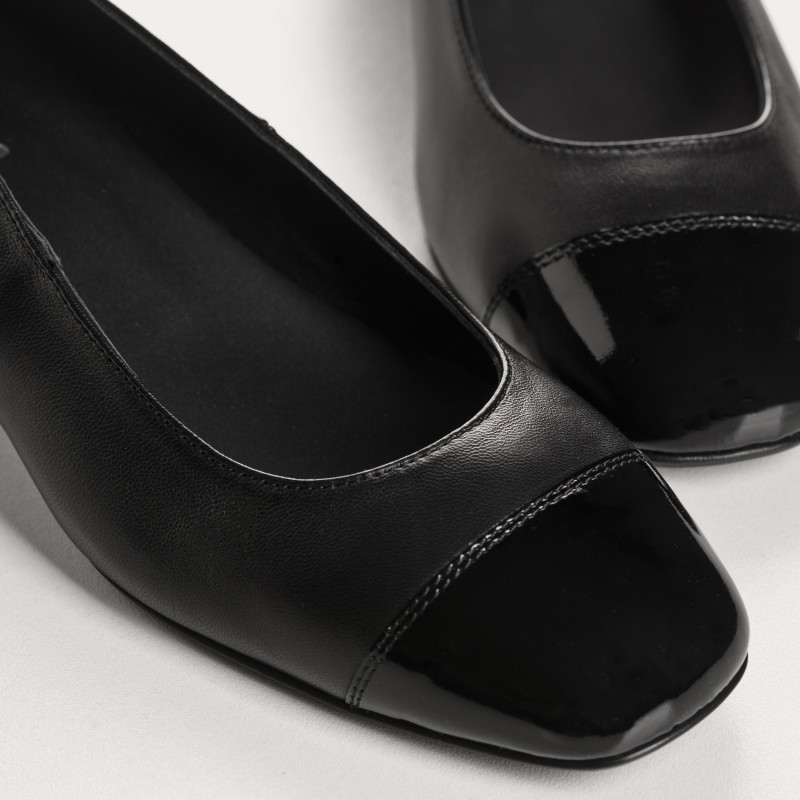 Ballerinas in heels Riviera leather varnish - Elegance & Comfort | Reqins