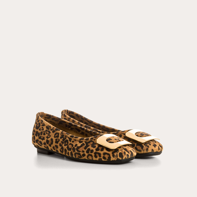 Ballerines Halina cuir velours léo | Chic animal & confort | Reqins