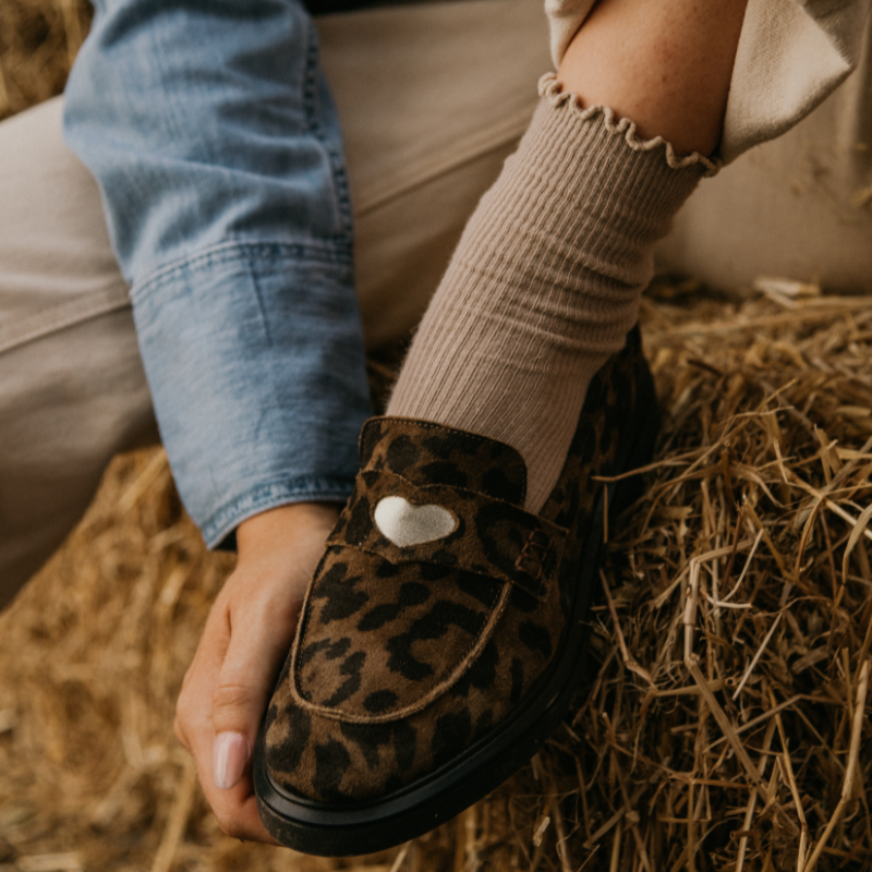 Moccasins Jack Leather Velvet Serval - Reqins