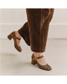 Pumps Woman in velvet leather printed - Ginger model | Reqins