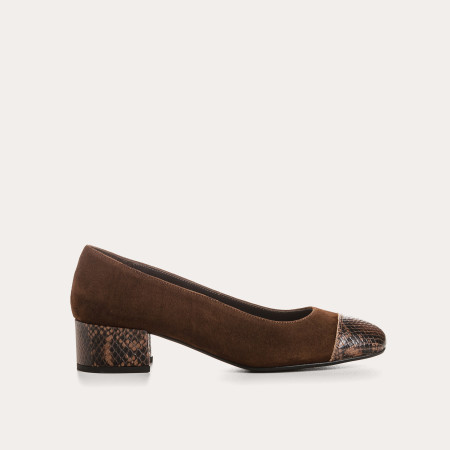 Ballerines à talons Riviera en cuir velours python – Élégance chic | Reqins