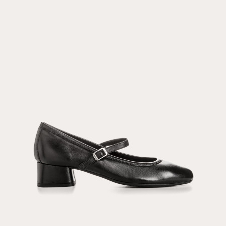 Kelly Heel Mary Janes in Smooth Leather