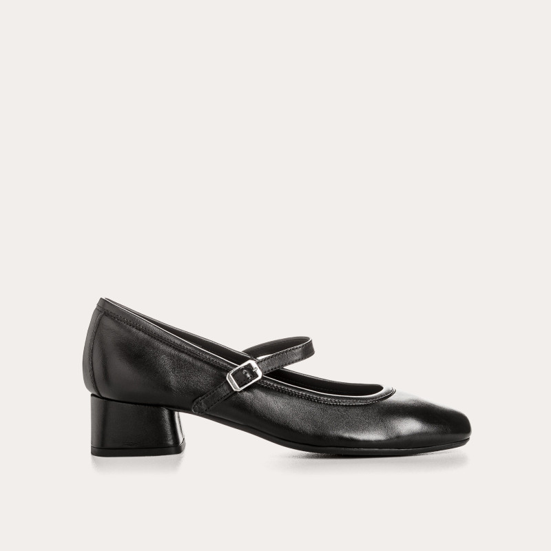Kelly Heel Mary Janes in Smooth Leather