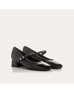 Kelly Heel Mary Janes in Smooth Leather