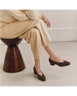 Favorite Heel Ballerinas Python Leather Brown | Reqins