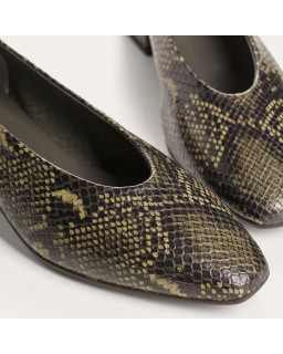 Favorite Heel Ballerinas Python Leather Brown | Reqins