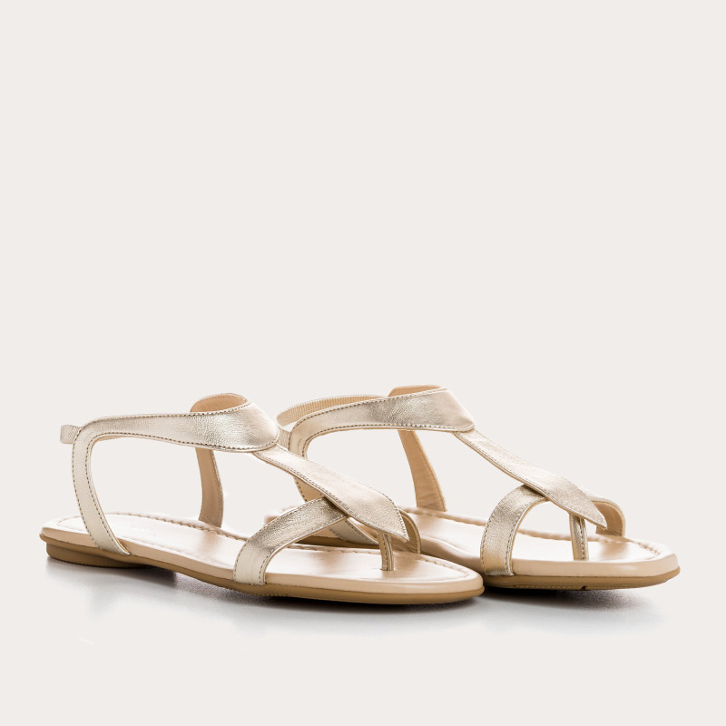 Sandales Bernie platine en cuir métallisé | Reqins