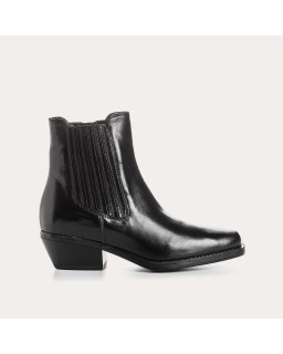 Boots marron style santiags en cuir avec zip intérieur