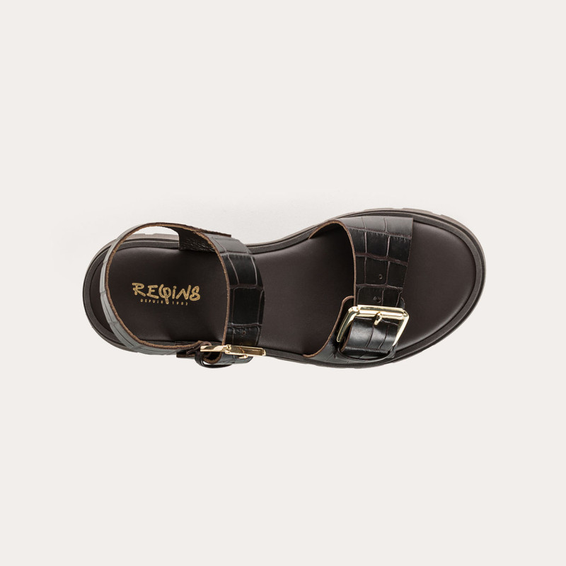 Sandales Lorenza en cuir croco - Allure & Confort | Reqins