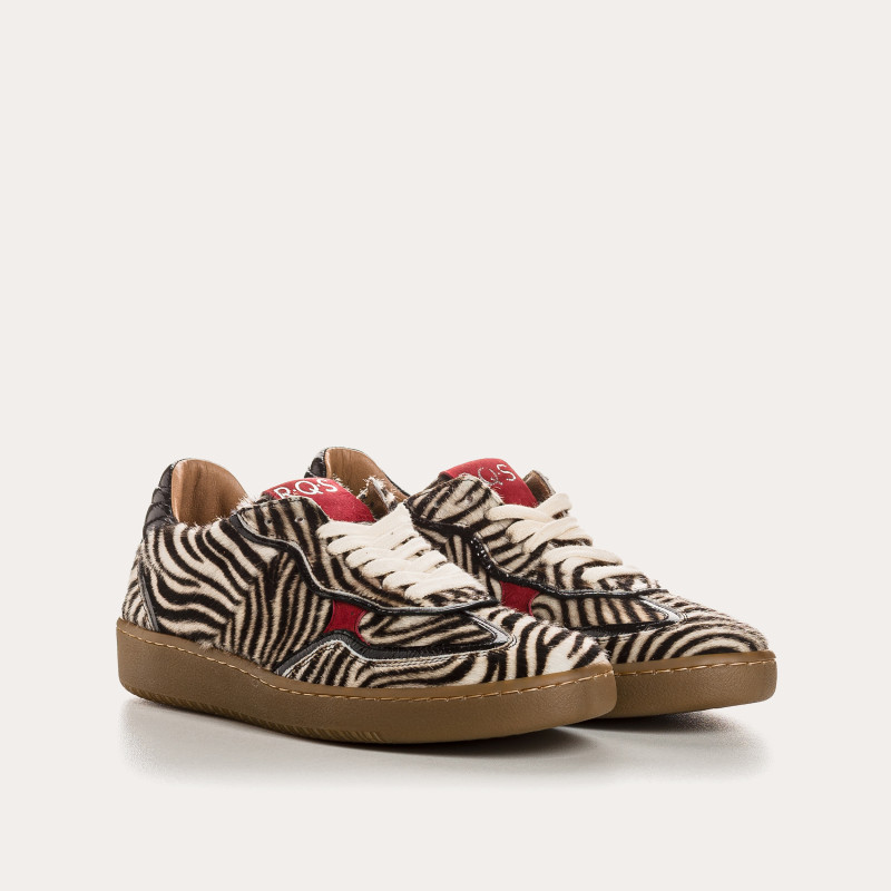 Athena white leather mini zebra sneakers | Reqins