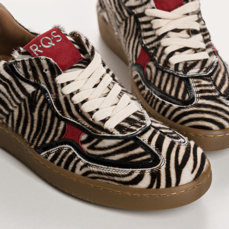 Athena white leather mini zebra sneakers | Reqins