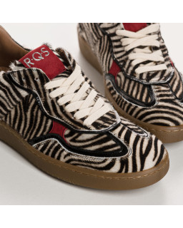 Athena white leather mini zebra sneakers | Reqins