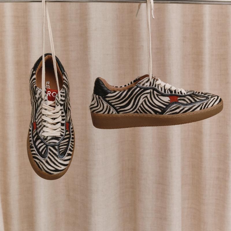 Athena white leather mini zebra sneakers | Reqins