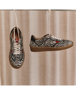 Athena white leather mini zebra sneakers | Reqins