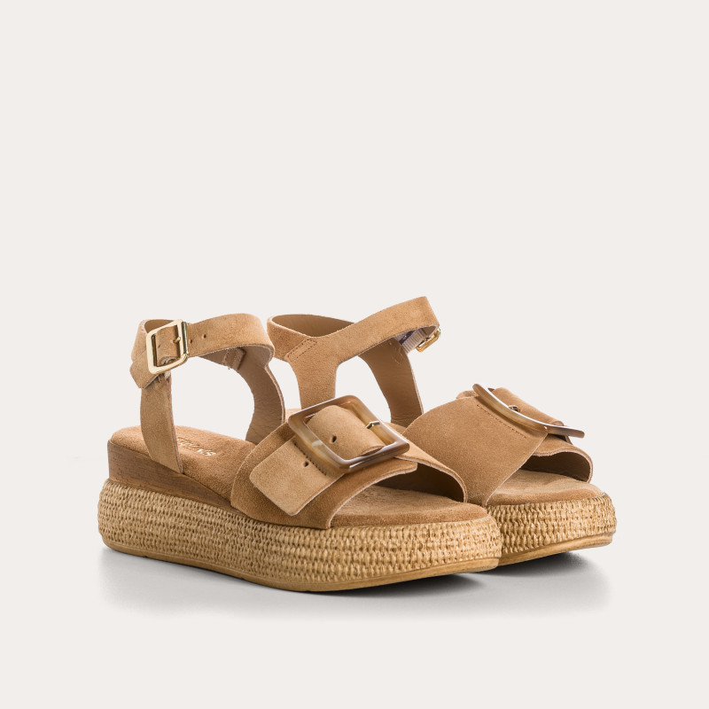 Sandales Yenari en cuir velours - Look Bohème-Chic | Reqins