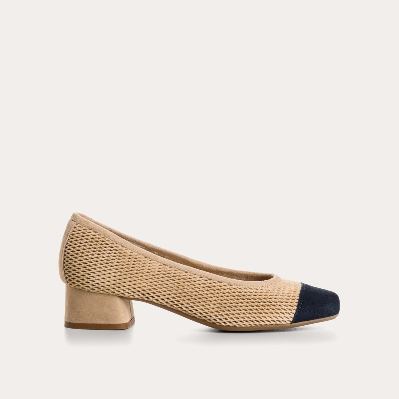 Kana heeled leather perforated ballerinas