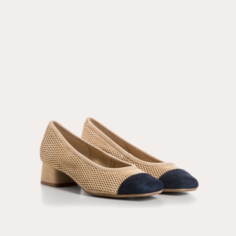 Kana heeled leather perforated ballerinas
