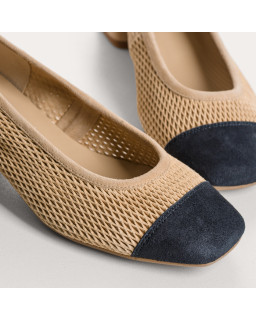 Ballerines Kana à talons en cuir velours perforé | Reqins