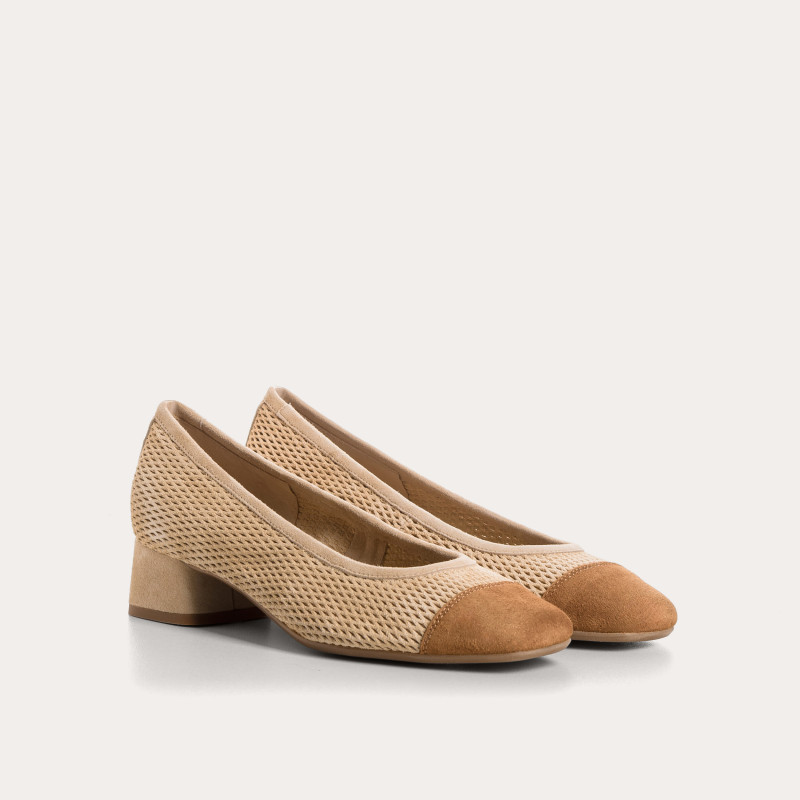 Kana heeled leather perforated ballerinas