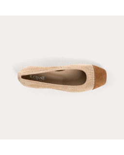 Ballerines Kana à talons en cuir velours perforé | Reqins