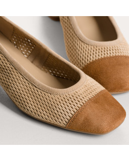 Ballerines Kana à talons en cuir velours perforé | Reqins