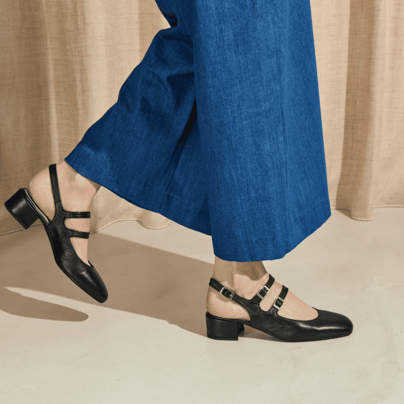 Rosewood Slingback Mary Janes in double bridle leather