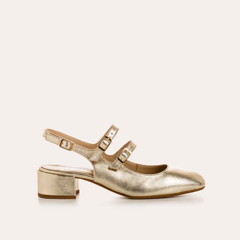 Babies slingbacks Rosewood dorées à double bride | Reqins