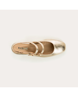 Gold Rosewood Slingback Mary Janes with Double Bride