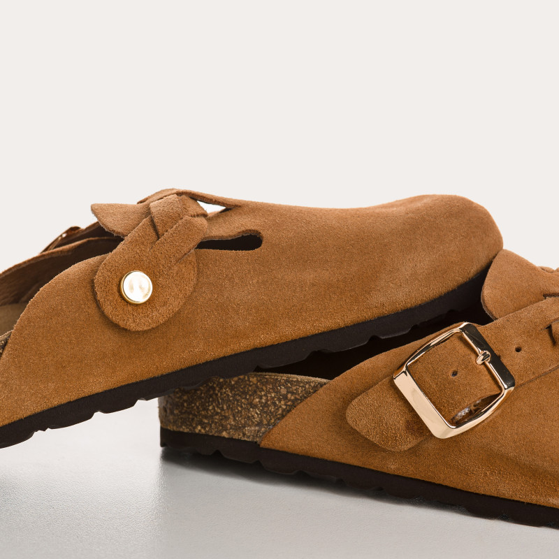 Mules Medina en cuir velours à boucles | Reqins